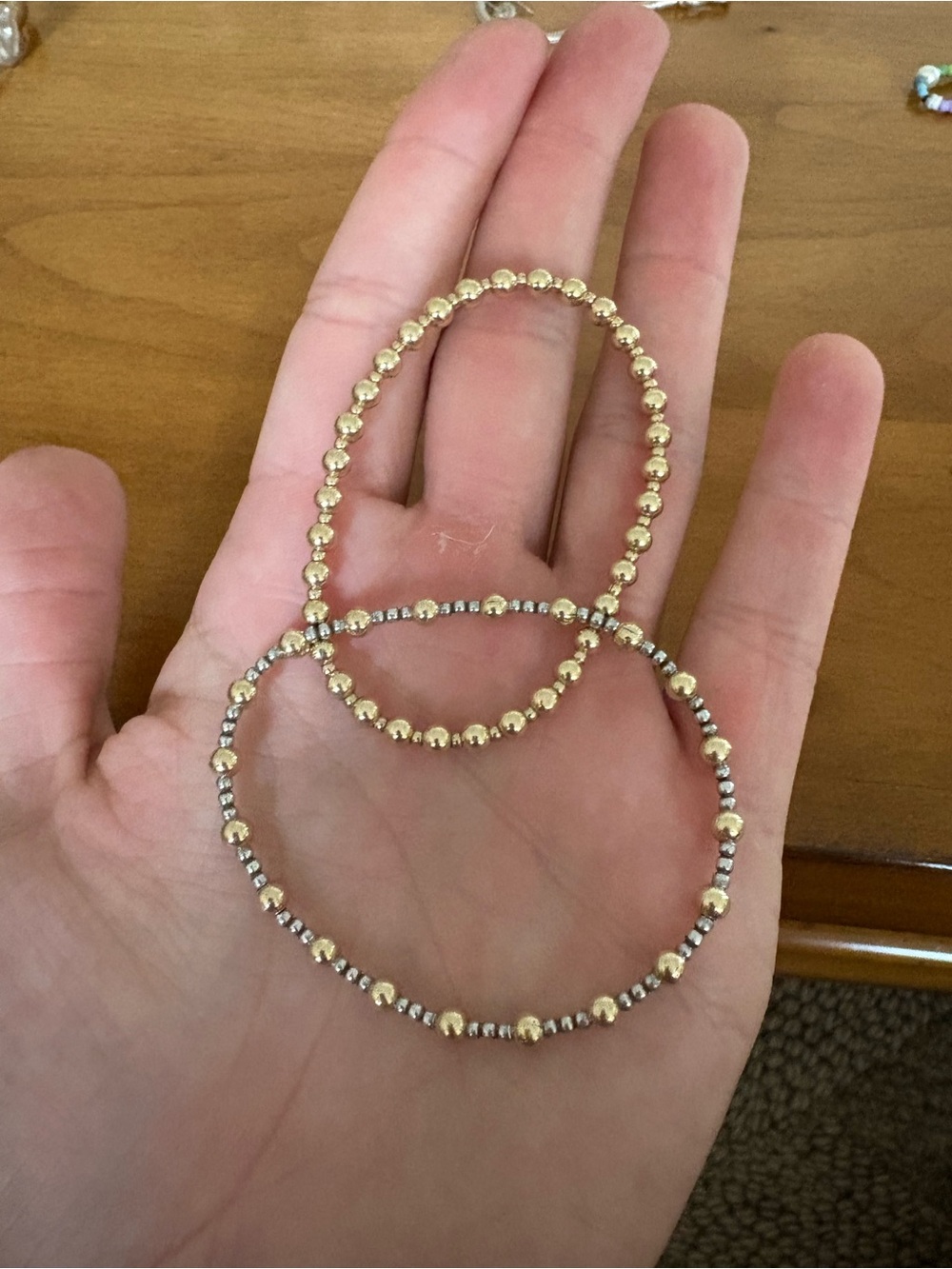 Gold Beaded Stretch Bracelet Set - Elegant Women’s Stack